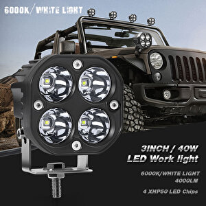 Offroad Sis Lambası 4 Led 12-32v 40w -set Beyaz / Lass284-2