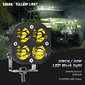 Off-road Sis Lambası 4 Led 12-32v 40w -set Sarı / Lass284-1