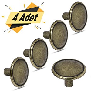 Düğme Daire Metal Eskitme Antik (4 Adet) Mobilya Mutfak Çekmece Dolap Dolabı Kulpu Kulbu Kulpları