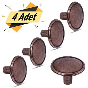 Düğme Daire Metal Eskitme Antik (4 Adet) Mobilya Mutfak Çekmece Dolap Dolabı Kulpu Kulbu Kulpları