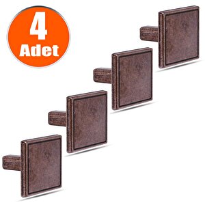 Nobel Düğme Kulp Kare Çekmece Dolap Kapak Kulpu Kulbu Metal Antik (4 Adet)