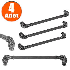 Alyans Çekmece Dolap Kapak Kulpu Kulbu 224 Mm Antik Gümüş Rustik Metal Kulp (4 Adet)