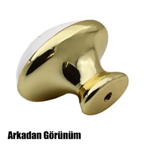 Saraylı Düğme Çekmece Dolap Kapak Kulpu Kulbu Gold Seramik Kulp