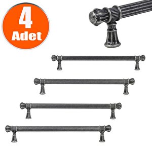 Akbatı Çekmece Dolap Kapak Kulpu Kulbu 224 Mm Antik Gümüş Rustik Kulp (4 Adet)