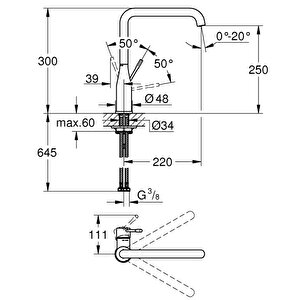 Grohe Essence Tek Kumandalı Eviye Bataryası 1/2" - 30505000