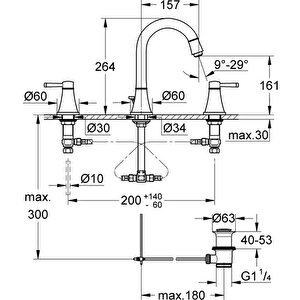 Grandera 3 Delikli Lavabo Bataryası 1/2"m-boyut 20389da0