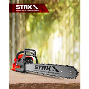 Staxx Power 52cc Benzinli Ağaç Kesme Motorlu Testere Hızar Turuncu + Gözlük Eldiven Hediye