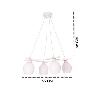 Umur Aydınlatma İnka 4'lü Beyaz Lins Camlı Sarkıt Avize