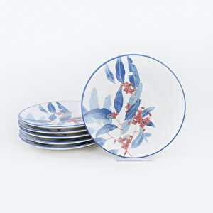 Keramika Blue Flowers Pasta Tabağı 20 Cm 6 Adet