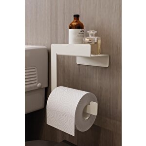 Raflı Tuvalet Kağıtlığı Tuvalet Kağıdı Aparatı Tuvalet Kağıdı Standı Beyaz