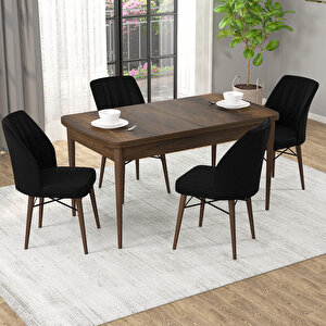 Novana Barok Desen 80x132 Suntalam Açılabilir Mutfak Masası Takımı 4 Adet Sandalye