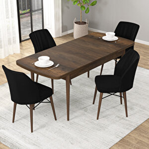 Novana Barok Desen 80x132 Suntalam Açılabilir Mutfak Masası Takımı 4 Adet Sandalye