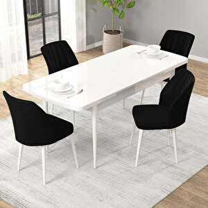 Novana Beyaz 80x132 Suntalam Açılabilir Mutfak Masası Takımı 4 Adet Sandalye
