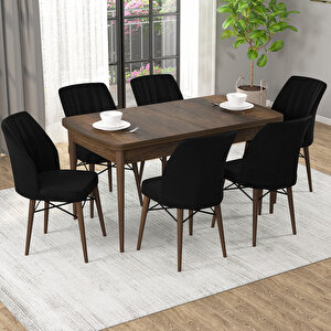 Novana Barok Desen 80x132 Suntalam Açılabilir Mutfak Masası Takımı 6 Adet Sandalye