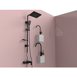 Siyah Yağmurlama Robot Duş Seti ,Banyo,lavabo,mutfak bataryası  4 Lü Takım