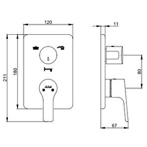 Eca Luna Ankastre Banyo Bataryası 2 Parça Set / 3 Yollu (102167306-k+102166301)