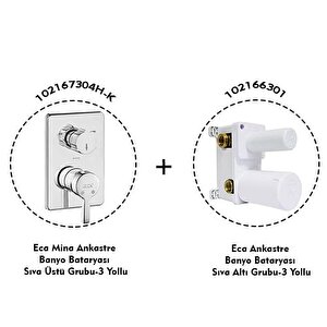 Eca Mina Ankastre Banyo Bataryası 2 Parça Set / 3 Yollu (102167304h-k+102166301)