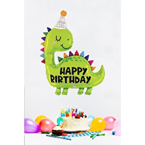 Büyük Dinozor Balon Happy Birthday Yazılı 97cm