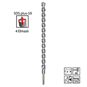 Sds Plus-5x 24 X 450 Mm Dört Elmaslı Matkap Ucu 2608836648