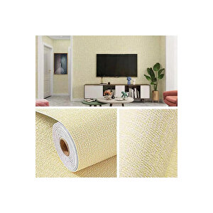 50x280 Cm (1,4m2) Keten Sarısı Kendinden Yapışkanlı Duvar Kağıdı   Dokulu Esnek Silinebilir