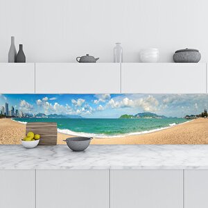 Mutfak Tezgah Arası Folyo Fayans Kaplama Folyosu Nha Trang Plaj 60x400 cm 