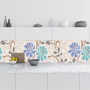 Mutfak Tezgah Arası Folyo Fayans Kaplama Folyosu Çiçek Duvar 60x500 cm