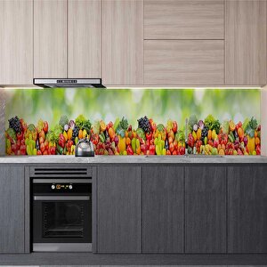Mutfak Tezgah Arası Folyo Fayans Kaplama Folyosu Sebze Meyveler Yeşil 60x300 cm