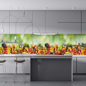 Mutfak Tezgah Arası Folyo Fayans Kaplama Folyosu Sebze Meyveler Yeşil