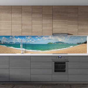Mutfak Tezgah Arası Folyo Fayans Kaplama Folyosu Nha Trang Plaj 60x100 cm