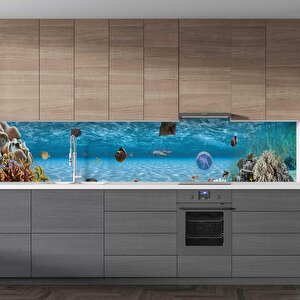 Mutfak Tezgah Arası Folyo Fayans Kaplama Folyosu Akvaryum Sualtı 60x400 cm 