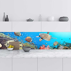 Mutfak Tezgah Arası Folyo Fayans Kaplama Folyosu Panorama Su Altı 60x300 cm
