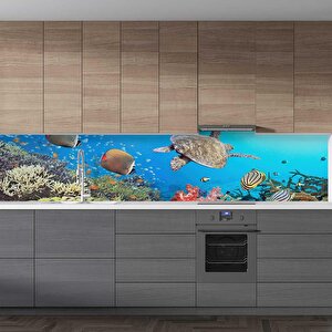 Mutfak Tezgah Arası Folyo Fayans Kaplama Folyosu Panorama Su Altı 60x300 cm