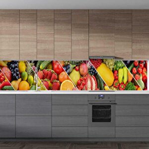 Mutfak Tezgah Arası Folyo Fayans Kaplama Folyosu Sebze Meyve 60x500 cm