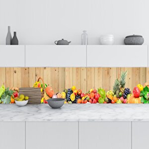 Mutfak Tezgah Arası Folyo Fayans Kaplama Folyosu Sebze Meyve Ahşap