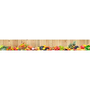 Mutfak Tezgah Arası Folyo Fayans Kaplama Folyosu Sebze Meyve Ahşap 60x400 cm 
