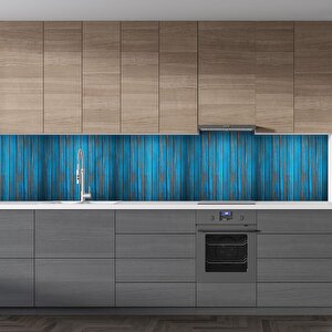 Mutfak Tezgah Arası Folyo Fayans Kaplama Folyosu Mavi Eski Ahşap 60x300 cm