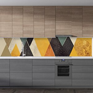 Mutfak Tezgah Arası Folyo Fayans Kaplama Folyosu Teknik Geometri 60x400 cm 
