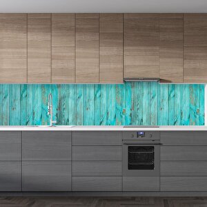 Mutfak Tezgah Arası Folyo Fayans Kaplama Folyosu Mavi Ahşap 60x300 cm