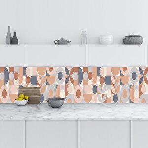 Mutfak Tezgah Arası Folyo Fayans Kaplama Folyosu Kahve Geometrik Mozaik 60x400 cm 