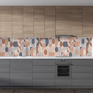 Mutfak Tezgah Arası Folyo Fayans Kaplama Folyosu Kahve Geometrik Mozaik 60x400 cm 