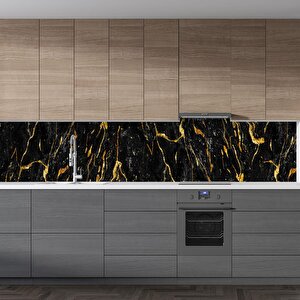 Mutfak Tezgah Arası Folyo Fayans Kaplama Folyosu Siyah Altın Mermer 60x300 cm