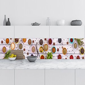 Mutfak Tezgah Arası Folyo Fayans Kaplama Folyosu Baharat Otlar 60x500 cm