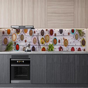 Mutfak Tezgah Arası Folyo Fayans Kaplama Folyosu Baharat Otlar 60x500 cm