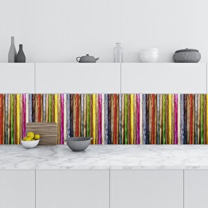 Mutfak Tezgah Arası Folyo Fayans Kaplama Folyosu Renkli Ahşaplar 60x500 cm