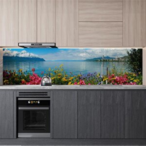 Mutfak Tezgah Arası Folyo Fayans Kaplama Folyosu Cenevre Gölü 60x500 cm