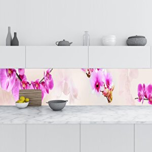 Mutfak Tezgah Arası Folyo Fayans Kaplama Folyosu Pembe Orkideler 60x400 cm 