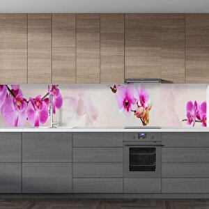 Mutfak Tezgah Arası Folyo Fayans Kaplama Folyosu Pembe Orkideler 60x300 cm