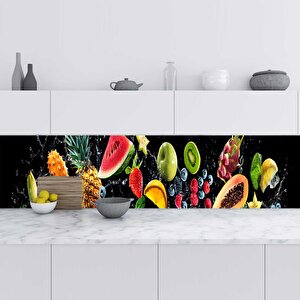 Mutfak Tezgah Arası Folyo Fayans Kaplama Folyosu Taze Meyveler 60x300 cm