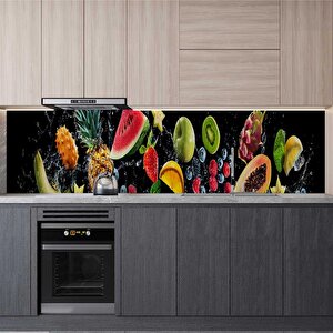 Mutfak Tezgah Arası Folyo Fayans Kaplama Folyosu Taze Meyveler 60x400 cm 