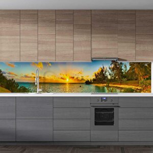 Mutfak Tezgah Arası Folyo Fayans Kaplama Folyosu Gün Batımı Kıyı 60x200 cm